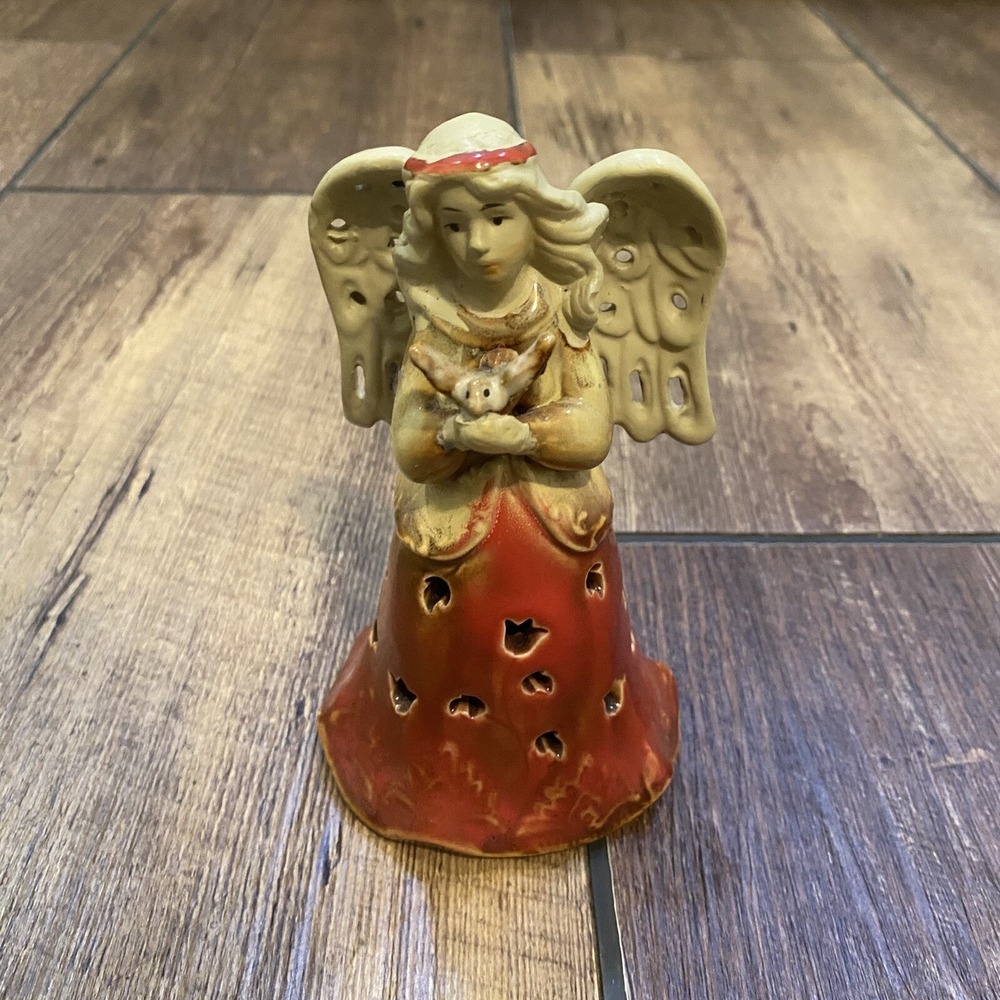 Angel Ceramic Bells, 5.5" Tall, Jewel tone, Earth Tone, Angel Figure Christmas